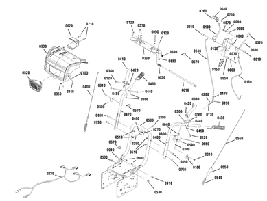Handle And Cover Panel Assembly Diagram and Parts List for 1695733 2009 Briggs and Stratton Snow Blower